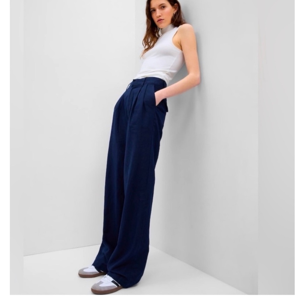 Gap, 10, nwt, pleated linen pant, wide-leg, high-rise
